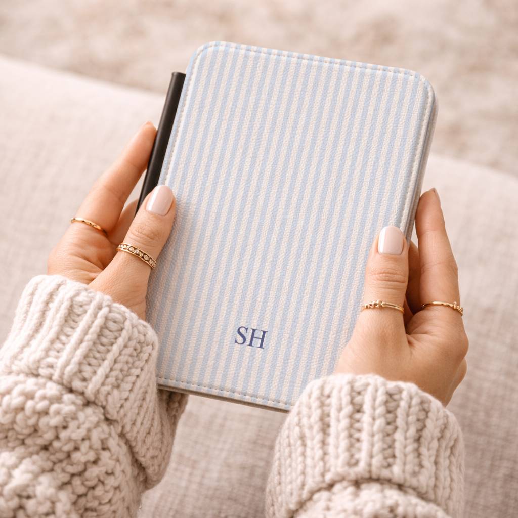 Personalized Blue Stripe Kindle Case