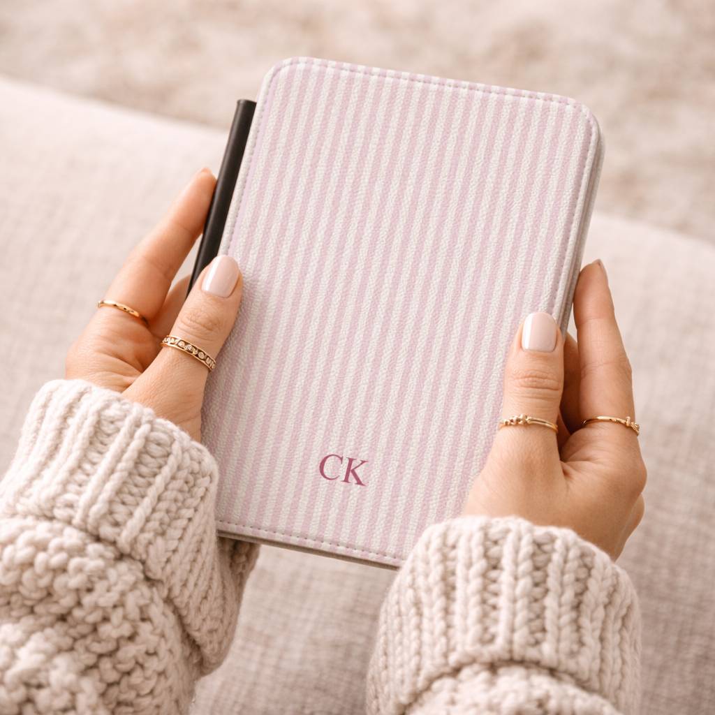 Personalized Pink Stripe Kindle Case