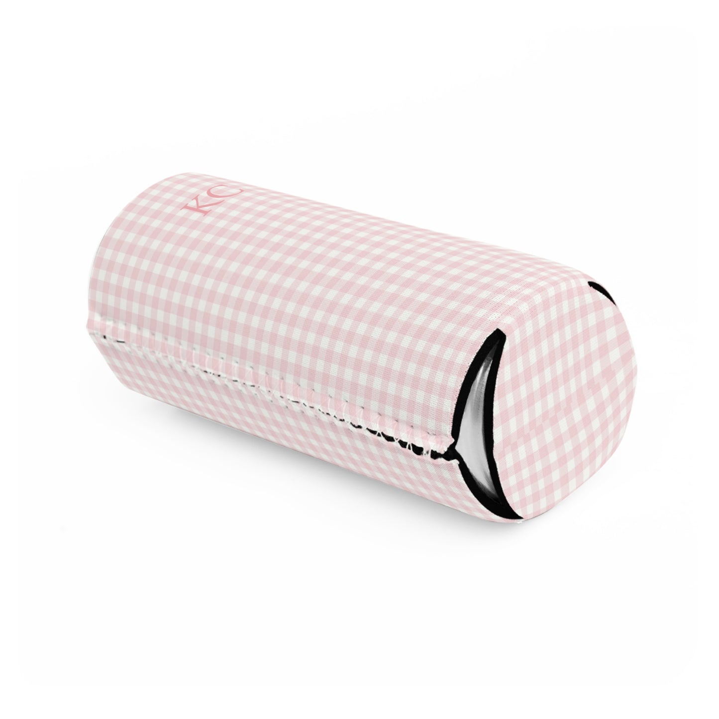 Personalized Slim Can Cooler – Custom Drink Sleeve (Pink Gingham)