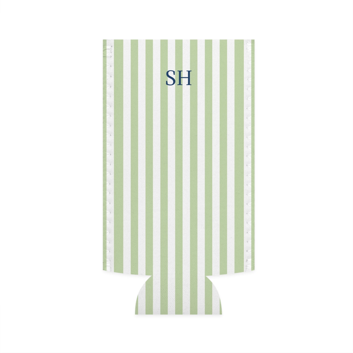 Personalized Slim Can Cooler – Everyday Personalized Essential (Sage Green Stripe)