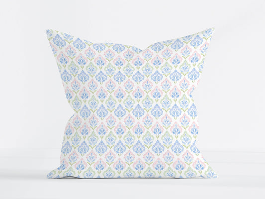 Pastel Damask Vintage Pillow Cover- Soft Pastel Accent Cushion