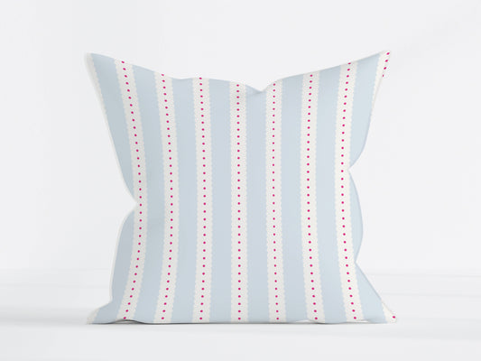 Blue Stripe Pillow Cover – Soft Playful Stripe Decorative Cushion