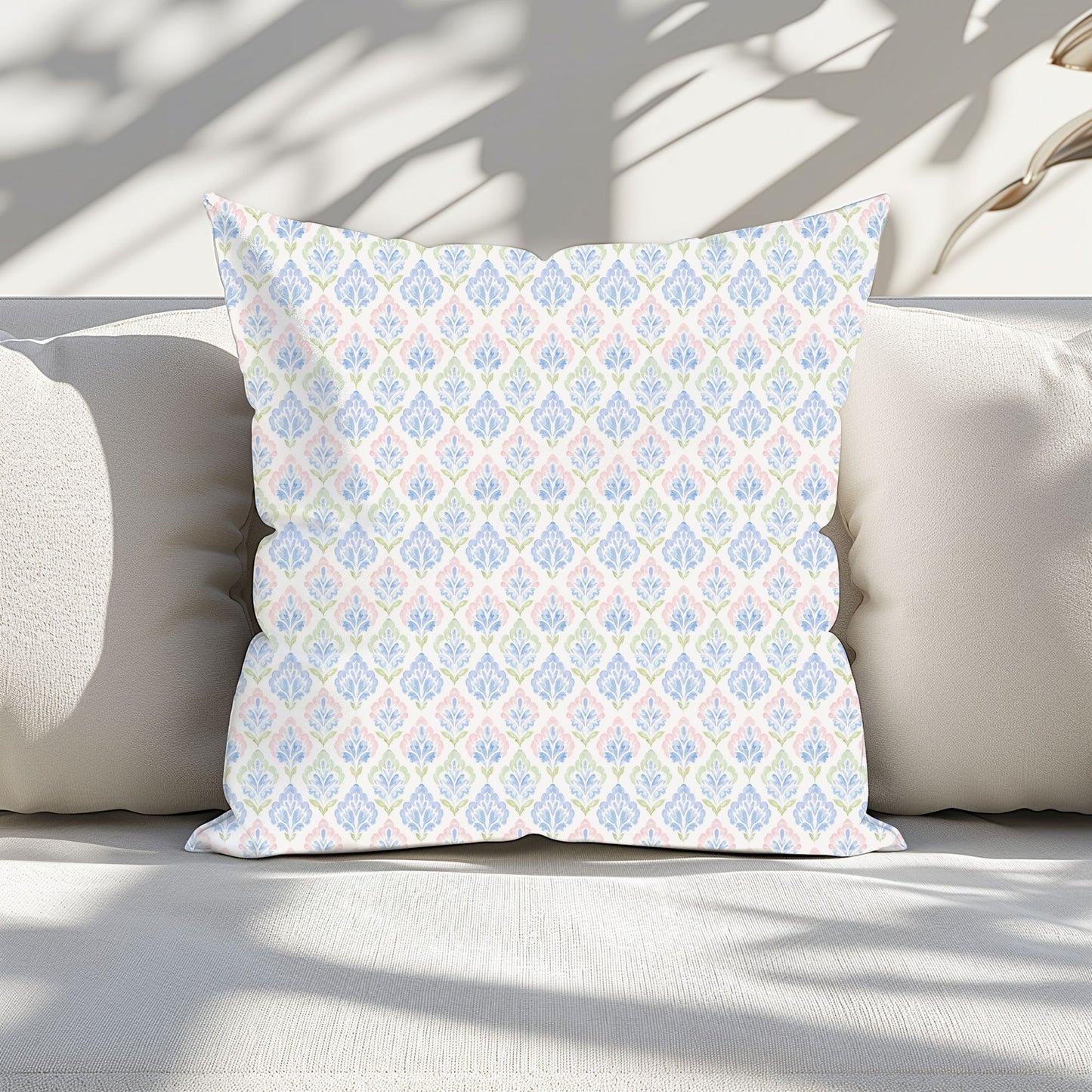Pastel Damask Vintage Pillow Cover- Soft Pastel Accent Cushion