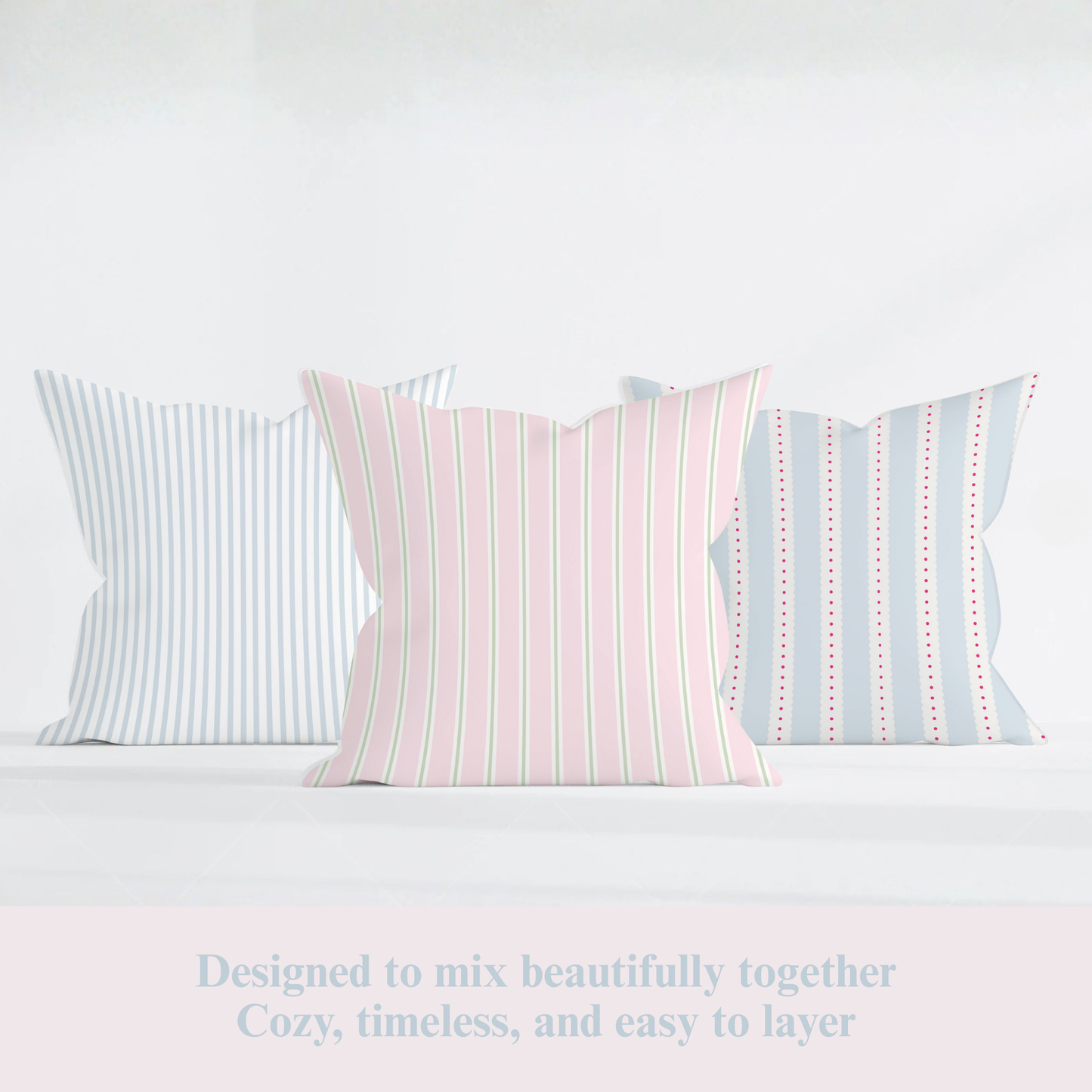 Blue Stripe Pillow Cover – Soft Playful Stripe Decorative Cushion